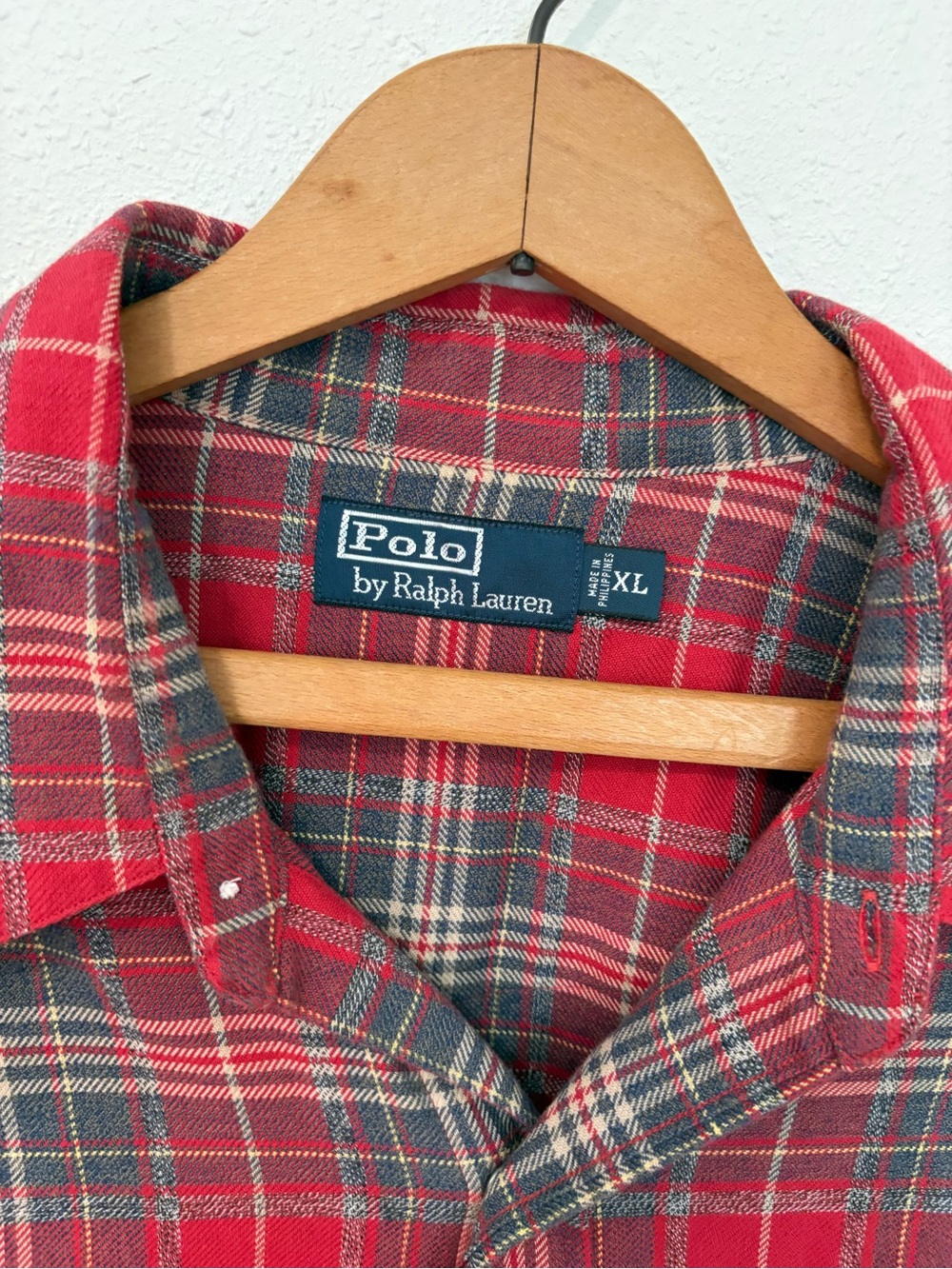 POLO RALPH LAUREN Western Red Plaid Flannel Pearl Snap Button Shirt Extra Large - Picture 3 of 6